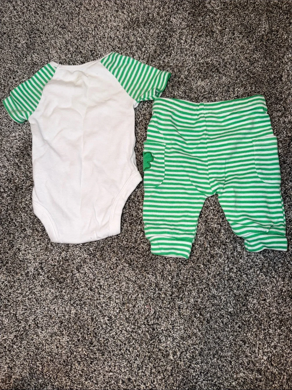 Born to Charm Green & White Baby Onesie and Pants Set